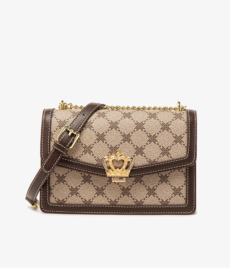 women 2025 Shoulder Bag Monogram Pattern Canvas with Crown Detail